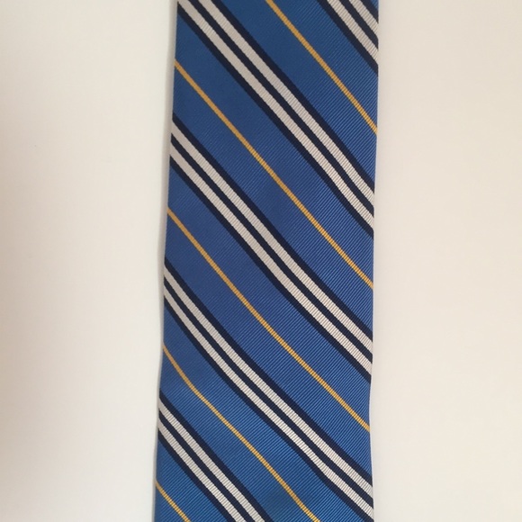 Bruno Piattelli Blue‎ & Yellow Stripe 100% Silk Tie - Picture 1 of 5